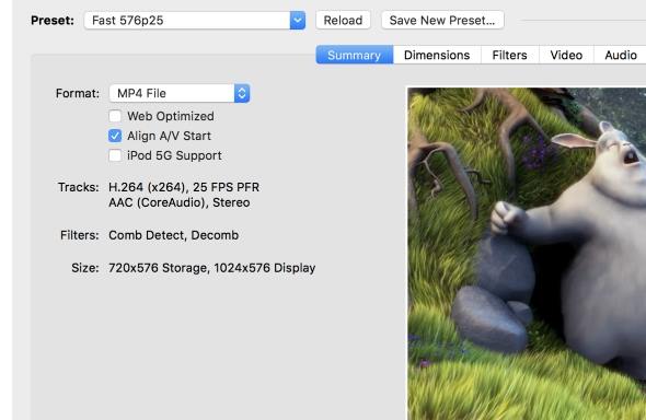 Screenshot of some additional features in HandBrake
